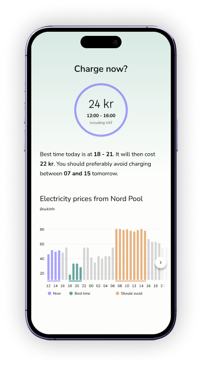 Picture showing data and component examples for actual prices